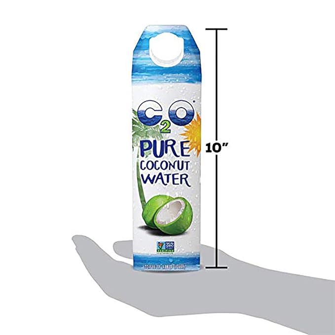 C2O Pure Coconut Water | Plant Based | Non-GMO | No Added Sugar | Essential Electrolytes | 1 Liter (Pack of 6)
