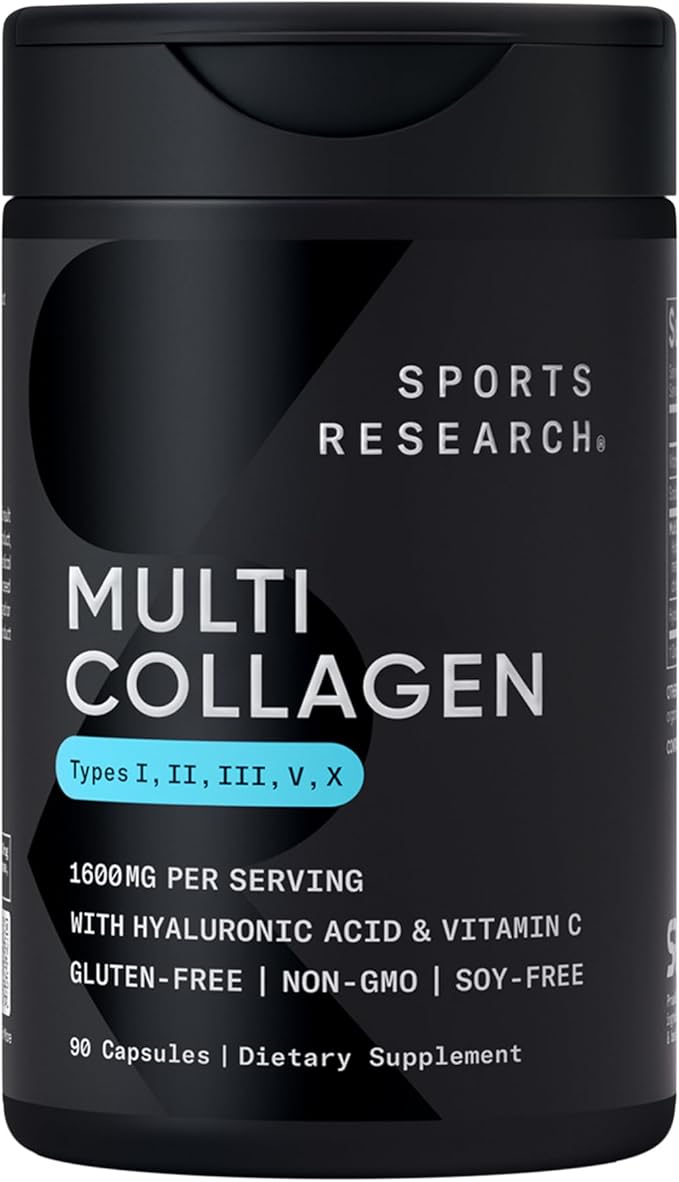 Sports Research Women's Supplement Pack - Vegan Biotin 10000mcg with Coconut Oil Multi Collagen Peptides (Type I II III V X) Enhanced with Hyaluronic Acid &amp Vitamin C &amp Phytoceramides 35
