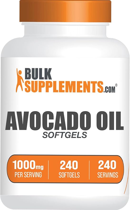 BulkSupplements.com Avocado Oil 1000mg Softgels - Avocado Oil Supplement Avocado Oil Capsules Avocado Oil Pills - Gluten Free &amp Soy Free 1 Avocado Oil Softgel per Serving 240 Softgels