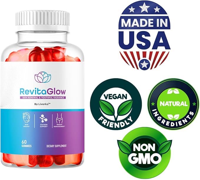 (2 Pack) RevitaGlow Gummies - Official Revita Glow Gummy Premium Natural Skin Health Support RevitaGlowGummies for Gut and Skin Healthy Advanced Renewal Formula Gummys 120 Gummies for 2 Months