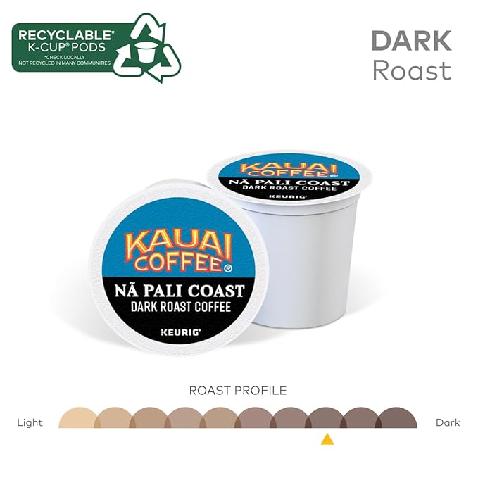 Kauai Coffee Na Pali Dark Roast - Compatible with Keurig K-Cup Brewers 10 CT (Pack of 4)