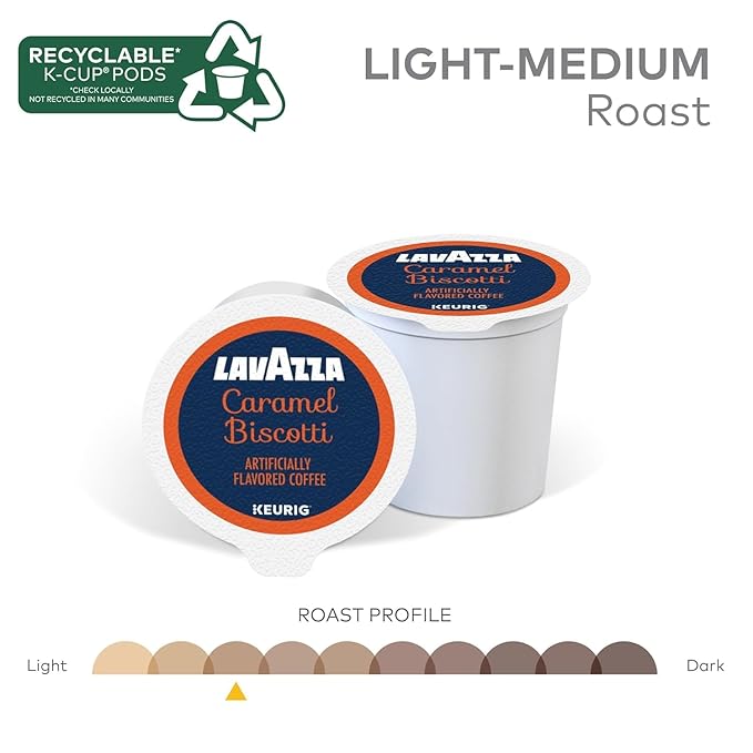 Lavazza K-Cup Coffee Pods Variety Bundle for Keurig Brewers – Light &amp Medium Roast Single-Serve K-Cup Coffee Pods 40 Count Assorted Flavors (20 Tiramisu &amp 20 Caramel Biscotti)
