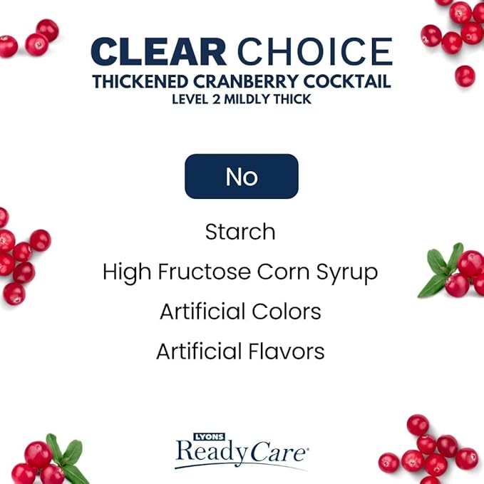 Lyons ReadyCare Thickened Cranberry Cocktail for Dysphagia &amp Swallowing Difficulty - Nectar Consistency Level 2 Mildly Thick - 4 fl oz (48 Pack)