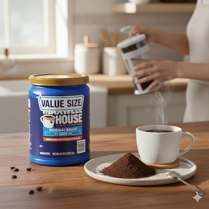 Original Roast Ground Coffee Medium Roast Coffee Smooth &amp Rich Arabica Blend Fresh Roasted Coffee Powder Value Size Canister Premium Breakfast Coffee for Drip Coffee Maker French Press Pour
