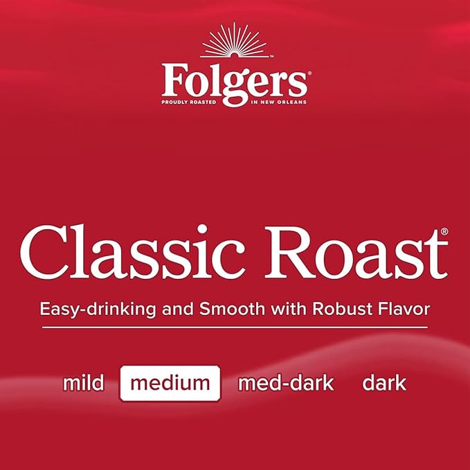 Folgars Classic Roast Ground Coffee Medium Roast 43.5 Ounce Canister with Aroma Seal