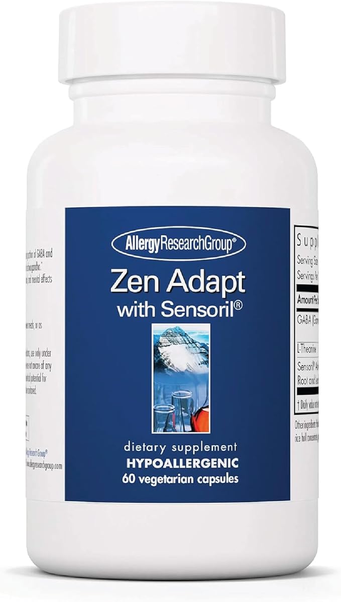 Allergy Research Group Zen Adapt Supplement - Stress Support Blend Sensoril Ashwagandha GABA L-Theanine Hypoallergenic Vegetarian Capsules - 60 Count