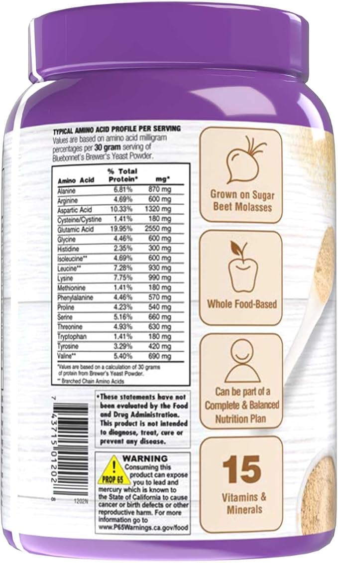 Bluebonnet Nutrition Super Earth Brewers Yeast Powder Super Food Whole Food Source for Vitamins Great Tasting Vegan Vegetarian Non GMO Gluten Free Soy Free Milk Free Kosher 2 lb