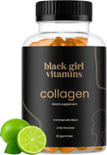 Black Girl Vitamins - Collagen Gummies for Hair Skin and Nail Support with Vitamin C Vitamin E and Biotin Gluten-Free (Lime) 60ct