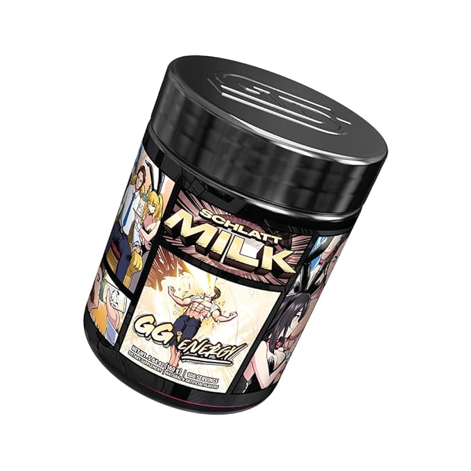 Gamer Supps GG Energy - Schlatt Milk by jschlatt (100 Servings) - Keto Friendly Gaming Energy and Nootropic Blend Sugar Free + Organic Caffeine + Vitamins + Immune Support Powder Drink