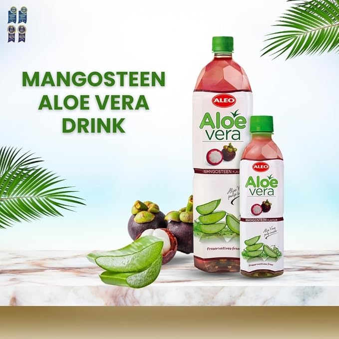 ALEO 0.5L x 24 Premium Mangosteen Aloe Vera Drink - Natural No Preservatives No Artificial Colors Superior Taste Award 2025