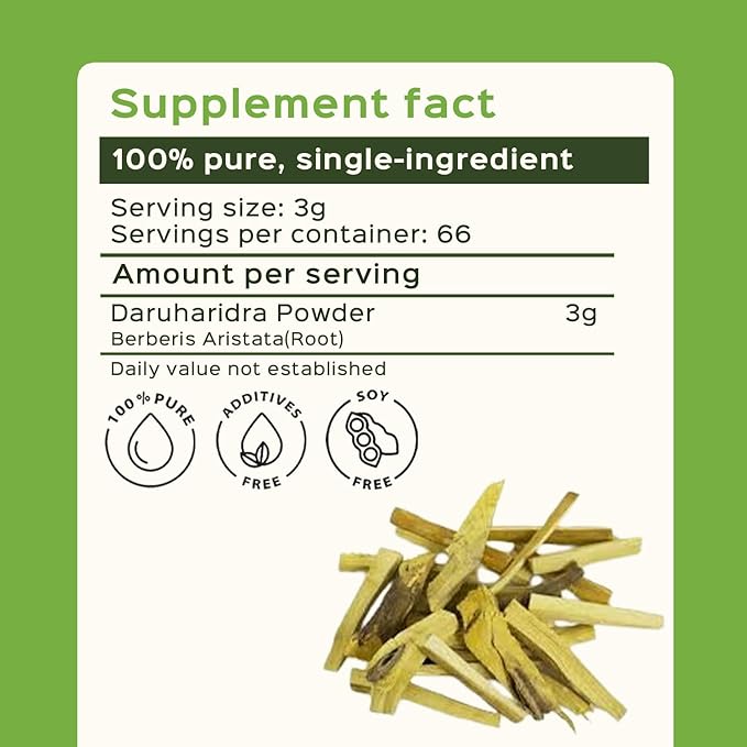bixa BOTANICAL Berberry Root Powder | Berberis Aristata (Daruharidra) | 200 Grams / 7 OZ | Gluten Free Steam Treated Vegan 100% Pure.