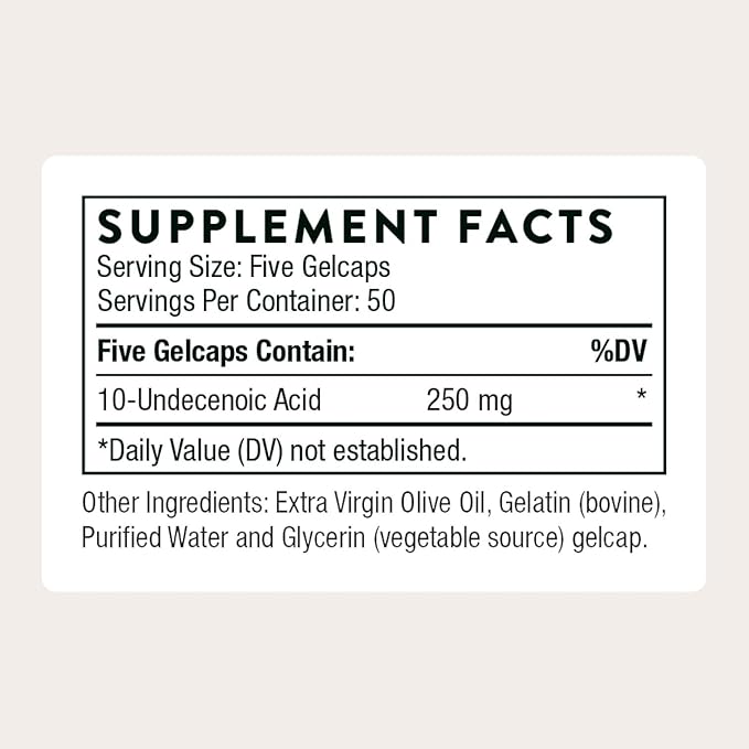 THORNE - Undecylenic Acid - Fatty Acid Support for a Healthy Balance of Gut &amp Vaginal Flora - Promotes Optimal GI Tract Function* - Gluten Dairy &amp Soy-Free - 250 Softgels