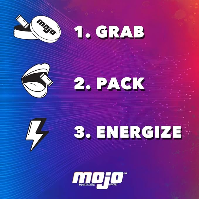 Mojo™ Balanced Energy Pouches | Healthier Energy Drink Alternative |Zero Sugar &amp Calorie-Free with Ginseng Yerba Mate B-Vitamins and Amino Acids | 15 Pouches Per Can | 5 Cans (Mint)