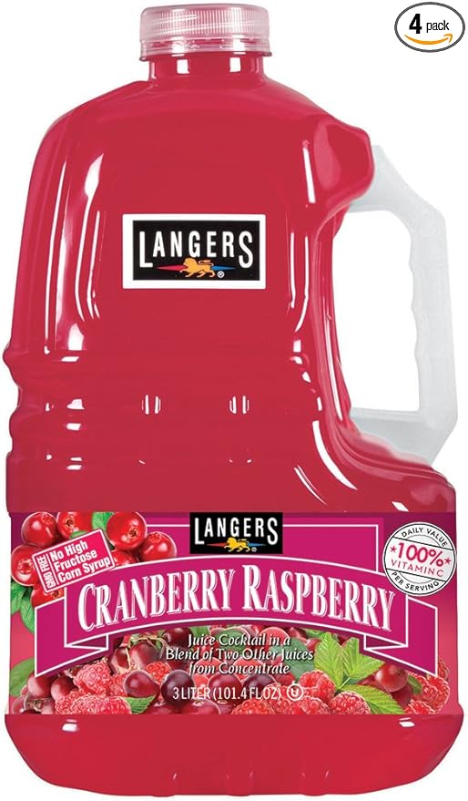 Langers Juice Cocktail Cranberry Raspberry 101.4 Fl Oz (Pack of 4)