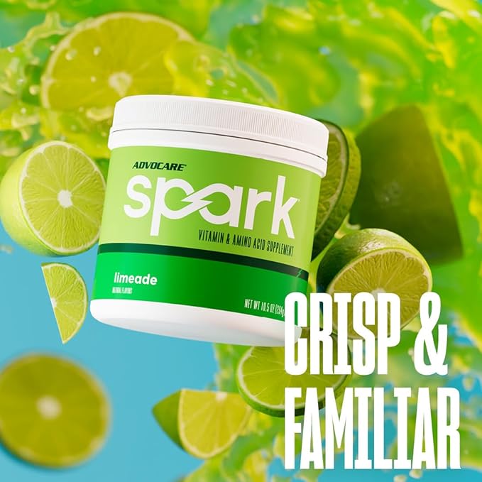 AdvoCare Spark - Energy Drink Mix - Vitamin &amp Amino Acid Supplement - Supports Energy &amp Focus - Portable Immune Support - Sugar-Free - Limeade (10.5 oz)