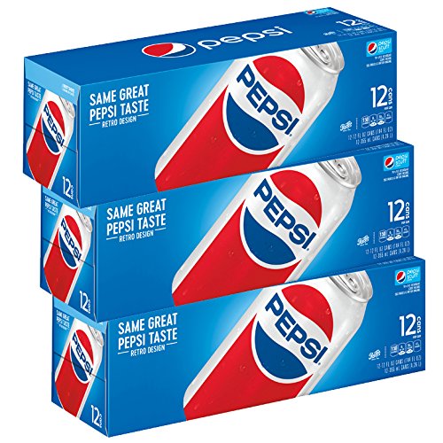 Pepsi Soda Fridge Pack Bundle 12 fl oz 36 Cans (Packaging May Vary)
