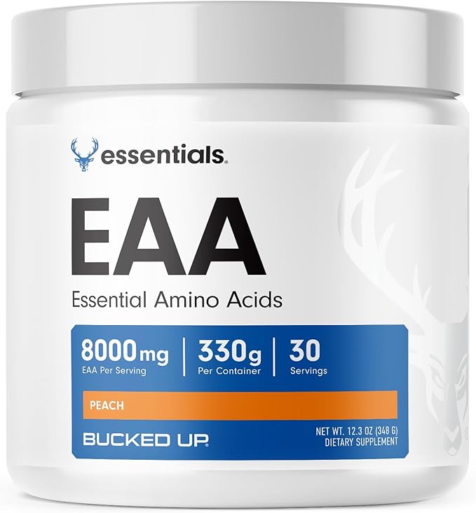 Bucked Up Essential Amino Acids - EAA Powder - Easy Mix Non Clumping Formula - for Pre/Intra Workout - Peach Flavor - 30 Servings - 11.6 oz