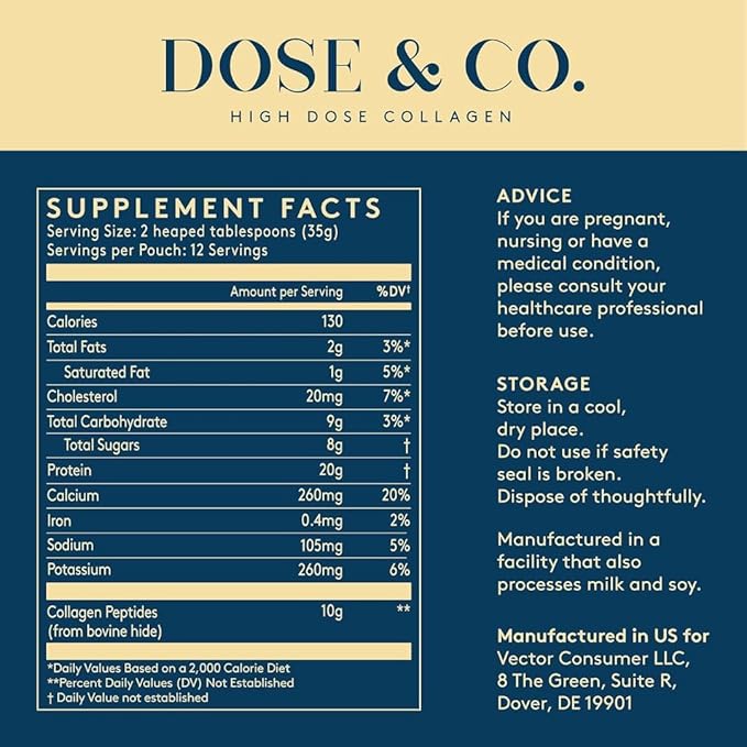 DOSE &amp CO. Vanilla Protein &amp Creamer Bundle – 14.8 oz + 12 oz | 20g Whey Protein + Hydrolyzed Type I &amp III Peptides | Supports Hair Skin &amp Nails | Non-GMO Gluten Free