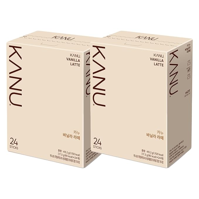 KANU Vanilla Latte Instant Coffee Mix – 24 Sticks × 2 Boxes (48 Single-Serve Sachets) Smooth Creamy Vanilla Flavor Easy Hot Latte Anywhere