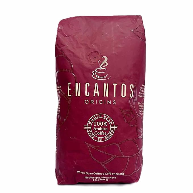 Encantos Origins Premium Arabica Coffee Whole Bean Medium Roast Bagged and Roasted in Puerto Rico 2 Pound (Pack of 1)