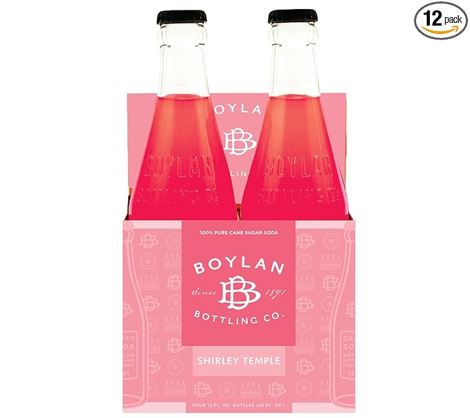 AmishTastes Boylan Shirley Temple Soda In Glass Bottles 12-Pack 144 Oz.
