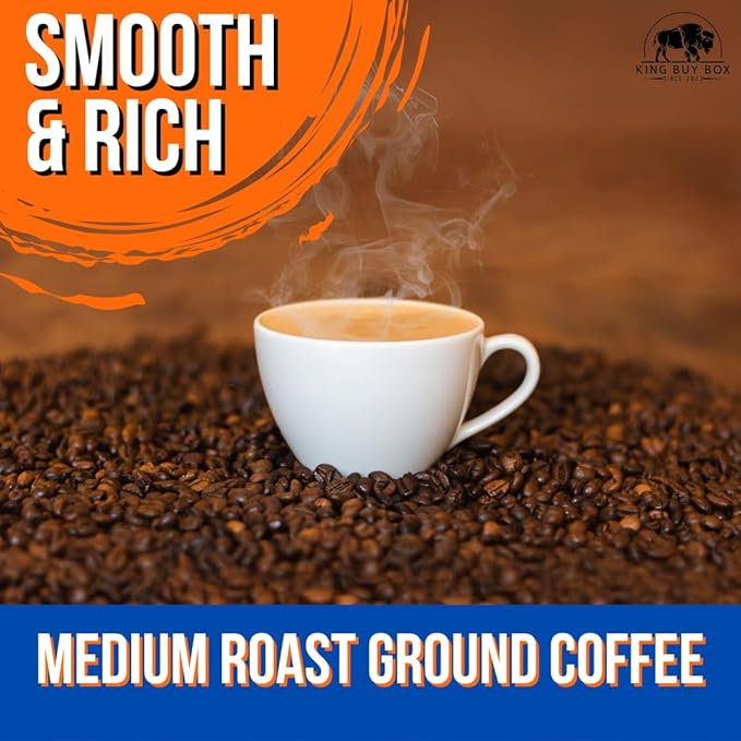 KING BUY BOX Cup 1 PCS Bundle with Original Roast Ground Coffee (43.1 oz 2 Pack) - Medium Roast compatible with Maxwell