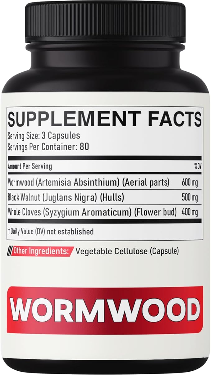 Sweet Wormwood Capsules 1500mg with Black Walnut &amp Cloves - 240 Vegan Capsules - Artemisia Annua Supplement for Immunity
