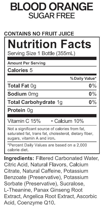 UPTIME – Premium Energy Drink Blood Orange - Sugar Free 12oz Bottles (Case of 24) Better for You Natural Caffeine Sparkling