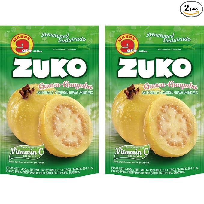 Zuko Guava Instant Powder Drink | Family Pack | No Sugar Needed | Vitamin C | 14.1 Ounce (Pack of 2)