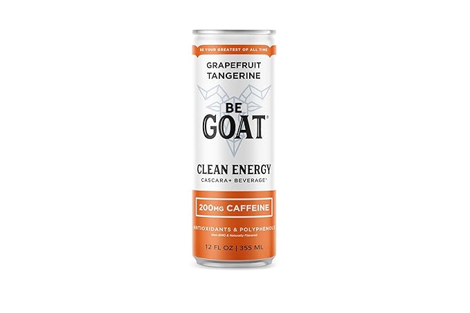 BeGOAT Clean Energy | Grapefruit Tangerine | 6 Ingredients Plant-Based Non-GMO Vegan | 200mg Natural Caffeine | 12 fl oz Cans (Pack of 12)