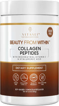 Hydrolyzed Collagen Peptides Powder with Vitamin C Resveratrol &amp Stevia – Hair Skin &amp Nails Vitamins for Women &amp Men – Sugar Free Chocolate Flavored – 16 oz
