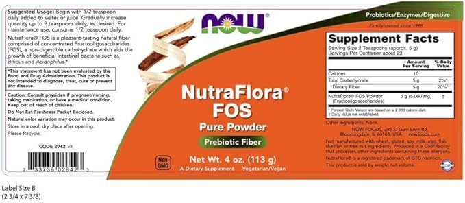NOW Nutra Flora Fos 4-Ounces (Pack of 2)