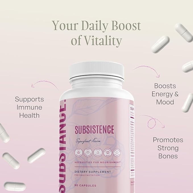 SUBSTANCE. Nature’s Subsistence Daily Fruits Supplement – Organic Superfruit Blend with Acai Pomegranate Aloe Vera &amp 20+ Fruits – Natural Antioxidant &amp Immune Support Supplement – 30 Serving
