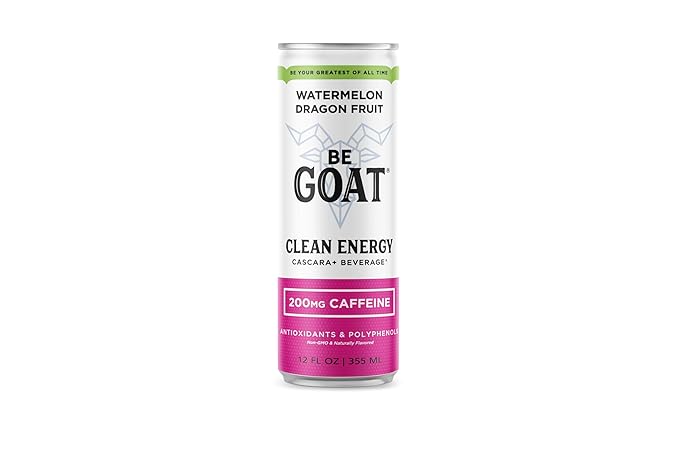 BeGOAT Clean Energy | Watermelon Dragonfruit | 6 Ingredients Plant-Based Non-GMO Vegan | 200mg Natural Caffeine | 12 fl oz Cans (Pack of 12)