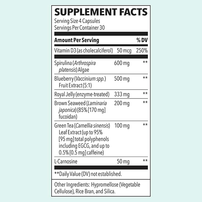 LifeSeasons Stem Boost-R - Stem Cell Support - Repairs Damaged Tissue - Vitamin Supplement with Antioxidants - Royal Jelly Spirulina Blueberry Brown Seaweed &amp L-Carnosine - 120 Capsules (Pack o