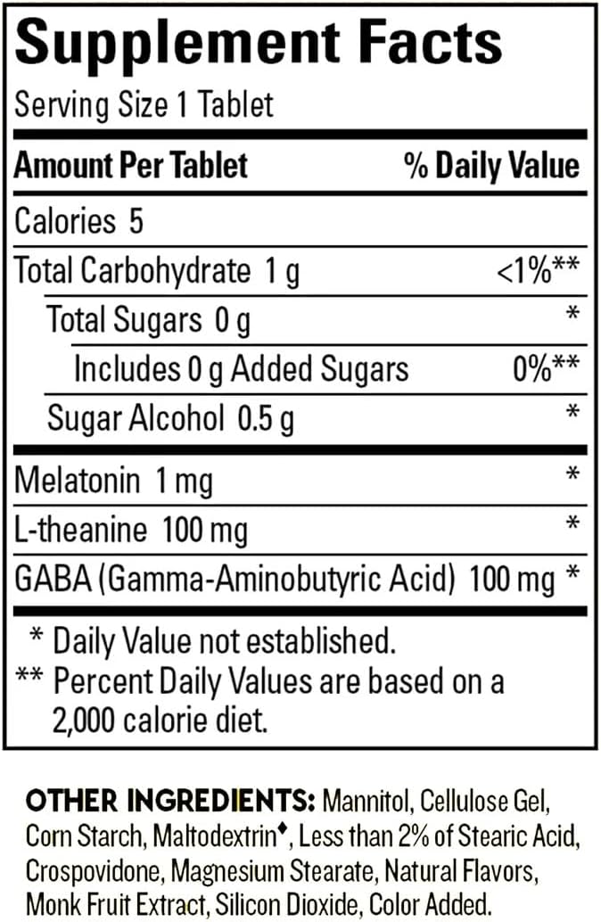 Naturally Made Back to Sleep Aid - 1mg Low Dose Melatonin 100mg L-Theanine 100mg GABA - 120 Fast Dissolve Tablets for Middle of The Night Support - Drug-Free Non-Habit Forming Blueberry Flavor