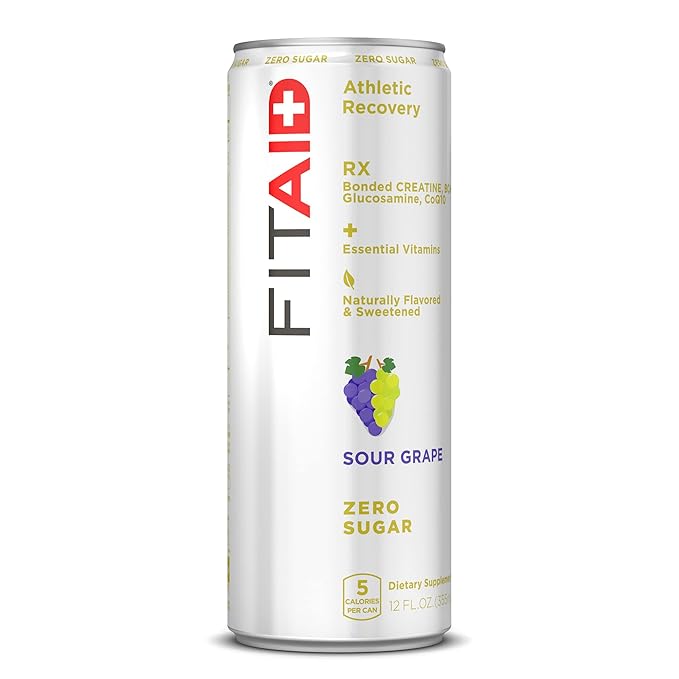 FITAID Rx Zero Keto-Friendly Number 1 Post-Workout Recovery Drink 0g Sugar Quercetin Creatine BCAAs Green Tea 5 Calories 12 Fl Oz (Pack of 12)