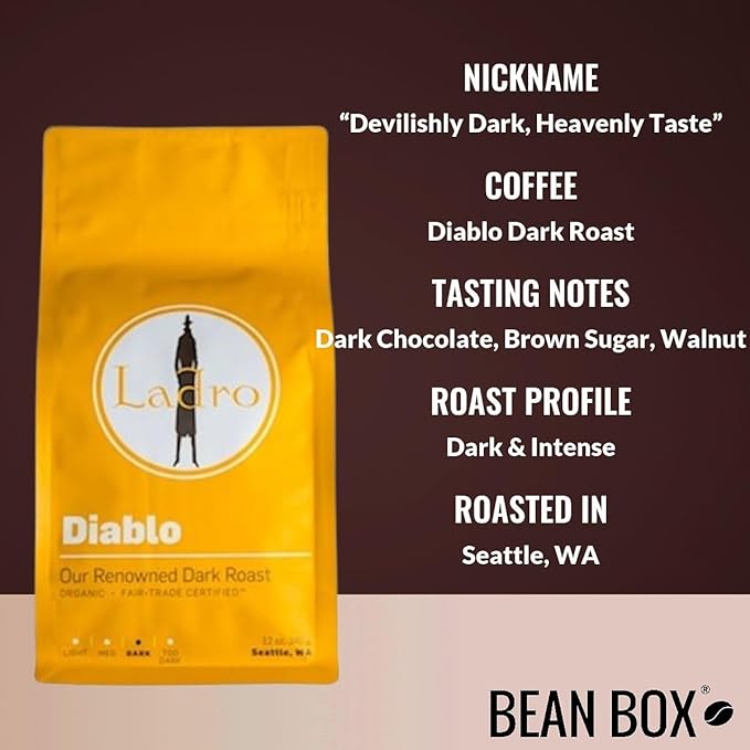 Diablo Dark Roast - Roasted by Ladro Roasting - Whole Bean Coffee - 12 Ounce Bag