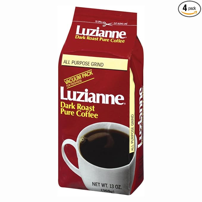 Luzianne Pure Coffee Dark Roast Ground Coffee 13oz Bag (Pack of 4)