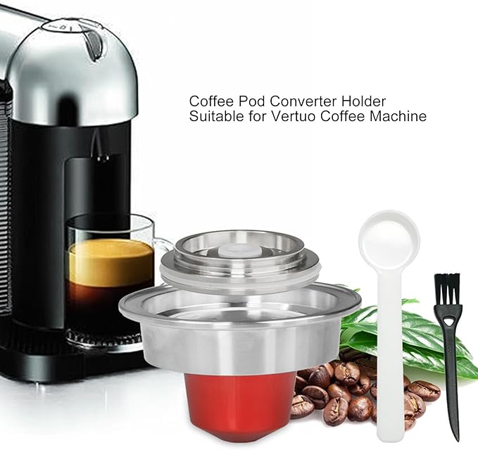 Reusable Coffee Pod Large Convenient Stainless Steel Coffee Capsule Adapter for Vertuos Coffee Machine