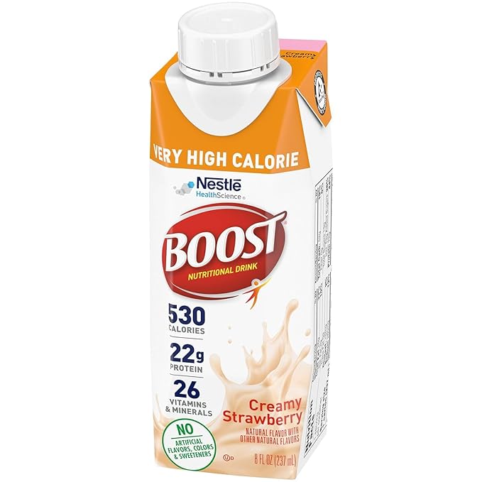 Boost Very High Calorie Nutritional Drink Very Vanilla Made with Natural Strawberry Flavor &amp No Artificial Flavors Colors &amp Sweeteners 8 FL OZ (Pack of 6)