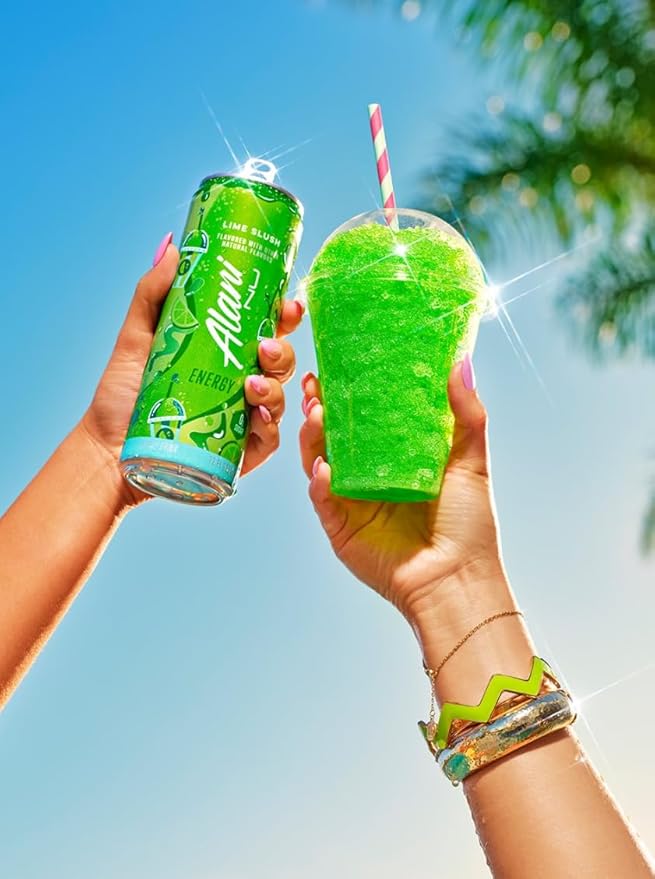 Alani Lime Slush Energy Drink Sugar Free Low Calorie Energy Drinks - 12 fl oz Cans (6 Pack)