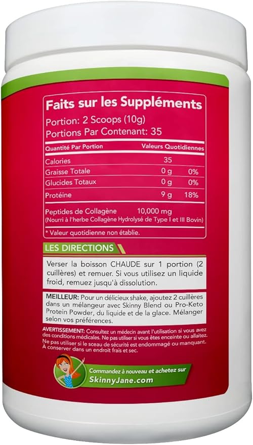 Skinny Jane Collagen Peptides Powder - Rejuvenates Skin - Healthy Hair and Nails -Supports Joints - Keto Friendly Zero Carbs - Unflavored - 35 Servings