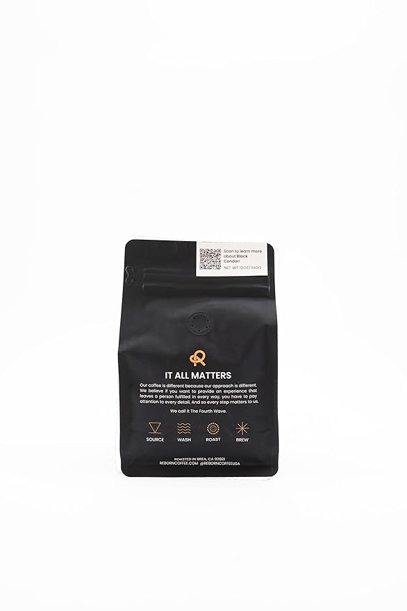 Reborn Coffee Specialty Whole Bean Coffee Medium Roast 12 Ounce Colombia Black Condor Tolima Flavor Notes of Chocolate Nut and Citrus