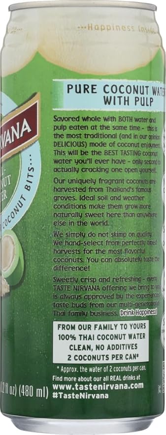 Taste Nirvana Real Coconut Water With Pulp 16.2-oz. (Count of 12) Sold By HERO24HOUR Thank You