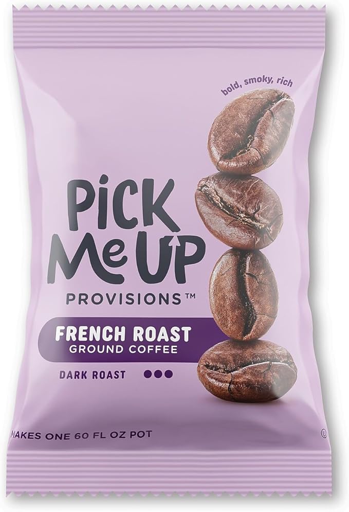 Pick Me Up Provisions French Roast Coffee Fraction Packs Dark Roast Ground Coffee Single‑Serve Fraction Packets 42 Count Carton Bold Flavor Coffee for Office Breakroom