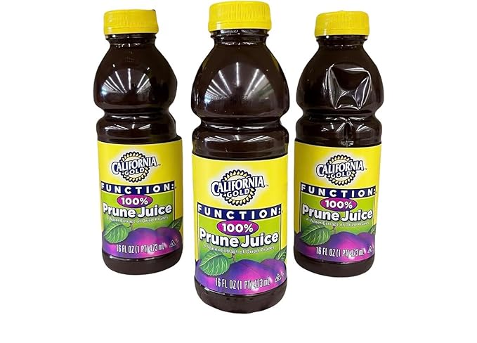 Prune Juice for Digestive Support – 16 fl oz Bottles (Pack of 3) Naturally High Fiber Beverage