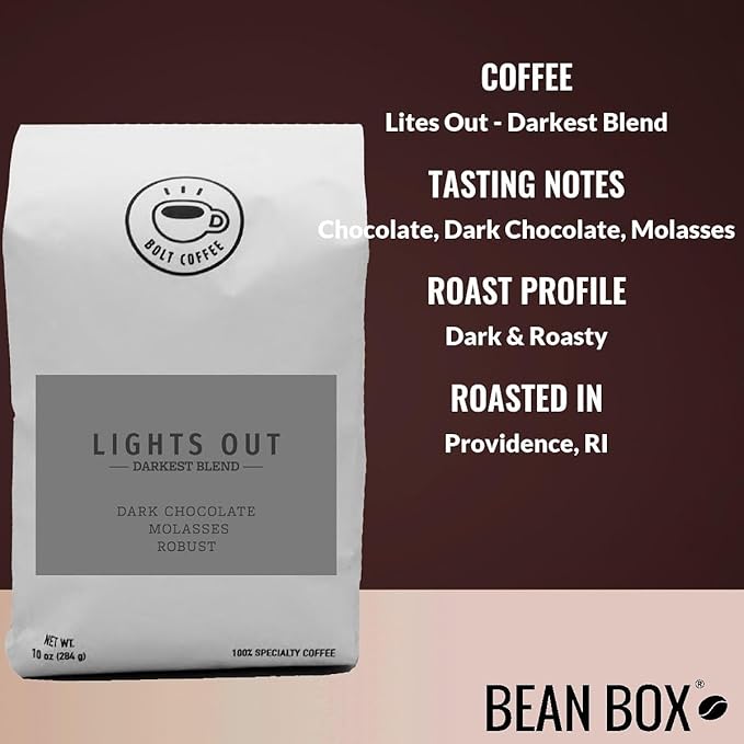 Lites Out - Darkest Blend - Roasted by Bolt Coffee Co. - Whole Bean Coffee - 12 Ounce Bag