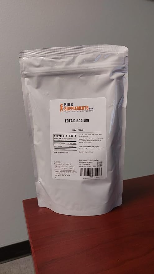 BulkSupplements.com Disodium EDTA Powder - EDTA Disodium Salt Food Additive - Food Grade Pure &amp Gluten Free 500mg per Serving 500g (1.1 lbs) (Pack of 1)