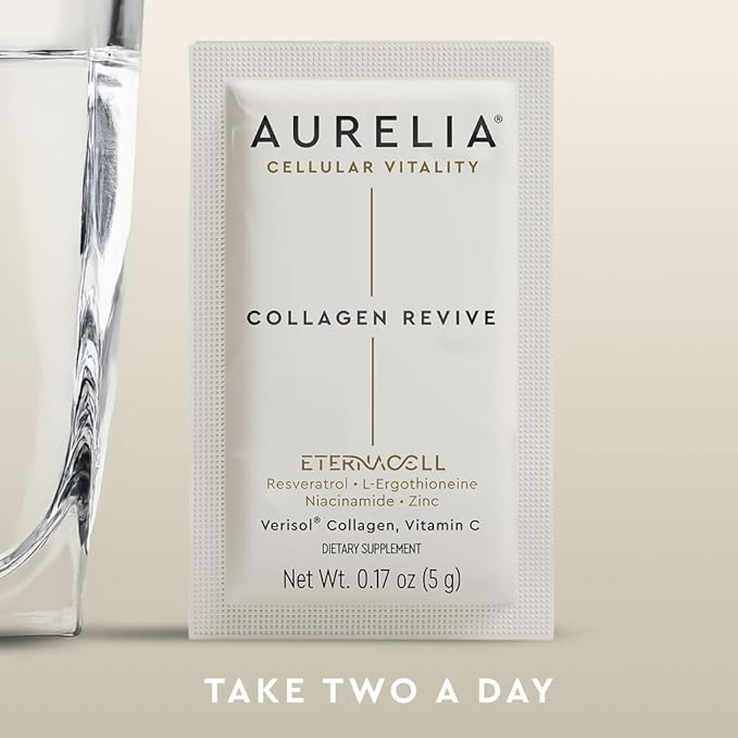 AURELIA Collagen Revive | Advanced Cellular Anti-Aging Supplement | Help Reduce Fine Lines &amp Wrinkles | with Zinc Resveratrol Niacinamide Ergothioneine &amp Vitamin C